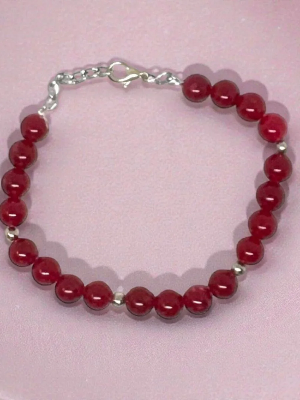 Round Shape 112 Carats Enhanced Pink Ruby Beaded Beautiful Bracelet